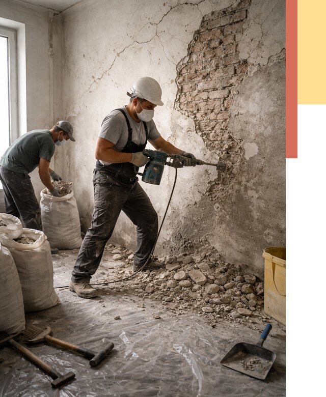 Демонтаж штукатурки со стен в Александрове от 7712 руб/м² — быстро и недорого | ОТДЕЛОЧНИК-Лкн