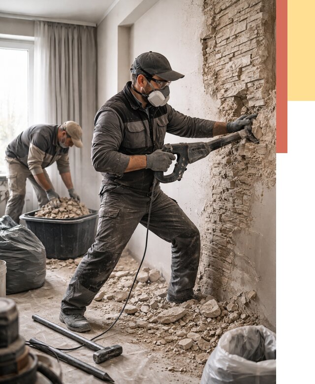 Демонтаж декоративного камня в Александрове от 1553 руб/м² — быстро и недорого | ОТДЕЛОЧНИК-Лкн