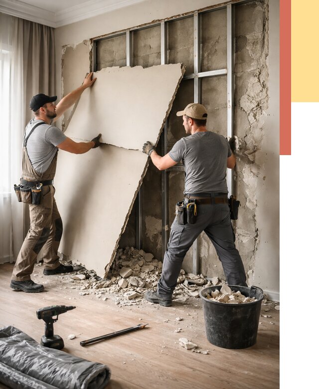 Демонтаж гипсокартона со стен в Александрове от 375 руб. — услуги демонтажа | ОТДЕЛОЧНИК-Лкн