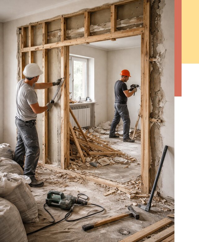 Демонтаж деревянных перегородок в Александрове от 3428 руб. — быстро и недорого | ОТДЕЛОЧНИК-Лкн