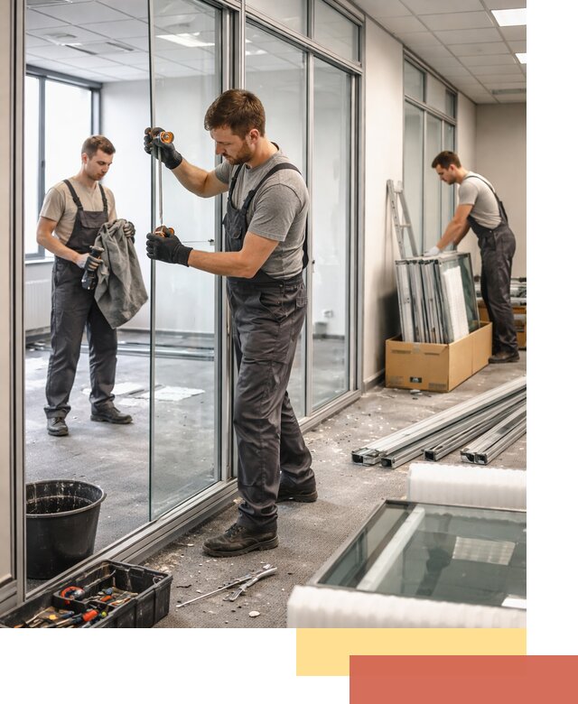 Демонтаж стеклянных перегородок в Александрове быстро и безопасно