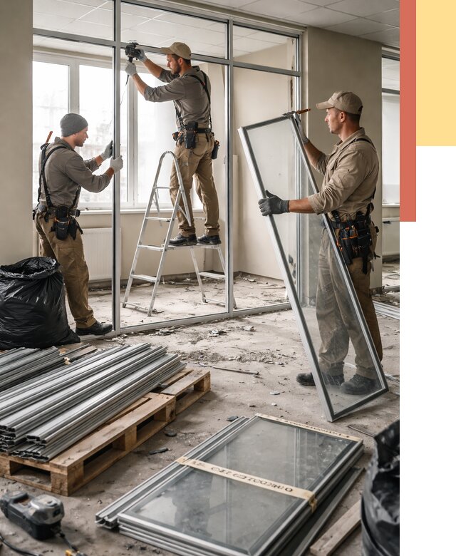 Демонтаж алюминиевых перегородок в Александрове от 4499 руб. — быстро и недорого | ОТДЕЛОЧНИК-Лкн