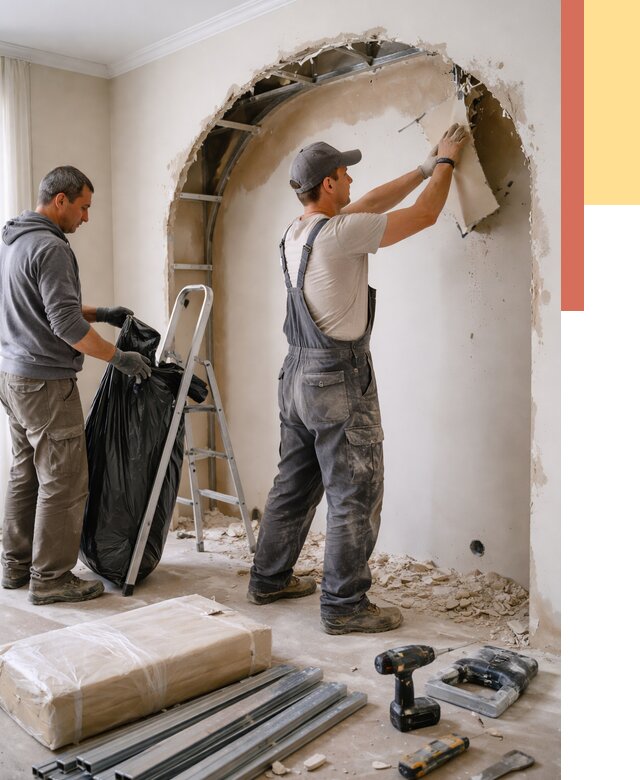 Демонтаж арки из гипсокартона в Александрове от 3749 руб. — услуги под ключ | ОТДЕЛОЧНИК-Лкн