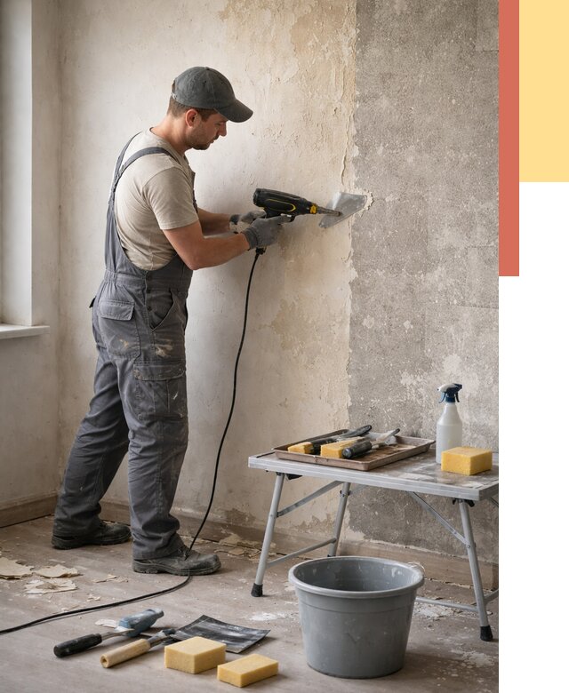 Очистка стен от клея в Александрове от 1982 руб. — снятие и удаление клея со стен | ОТДЕЛОЧНИК-Лкн