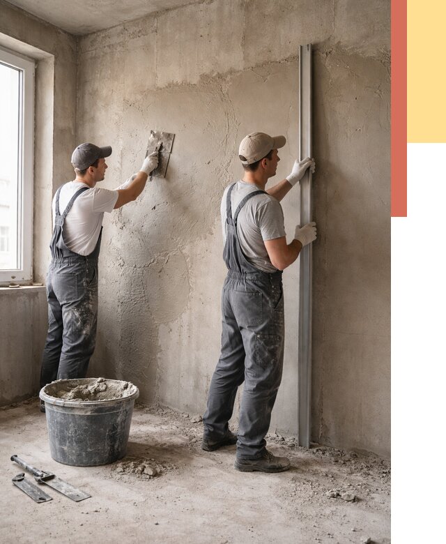 Штукатурка бетонных стен в Александрове от 4820 руб/м² — качественно и быстро | ОТДЕЛОЧНИК-Лкн
