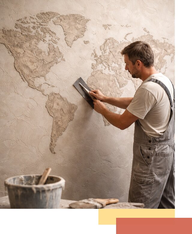 Декоративная штукатурка «Карта мира» под ключ в Александрове