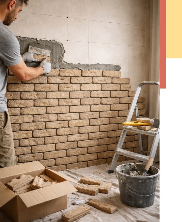 Монтаж декоративного кирпича в Александрове от 3428 руб./м² — быстро и недорого | ОТДЕЛОЧНИК-Лкн