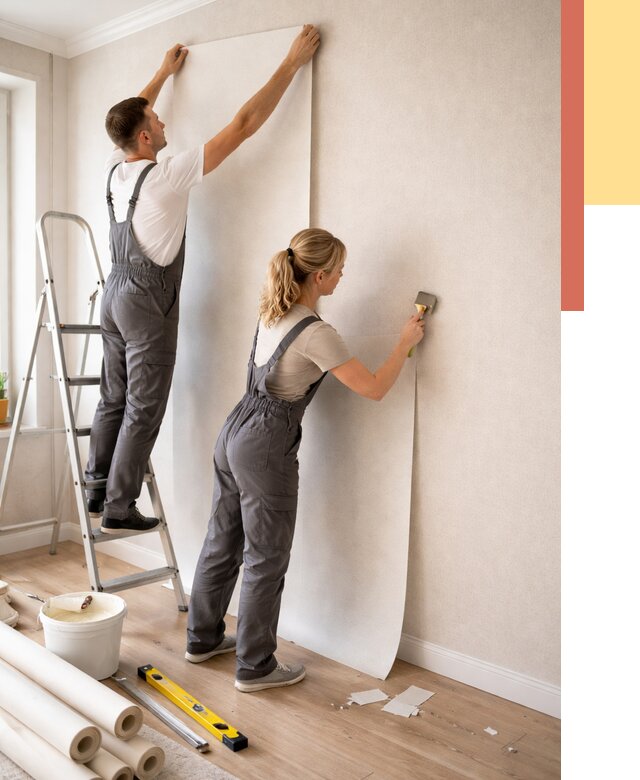 Поклейка флизелиновых обоев в Александрове от 6427 руб. | Быстро и недорого — ОТДЕЛОЧНИК-Лкн