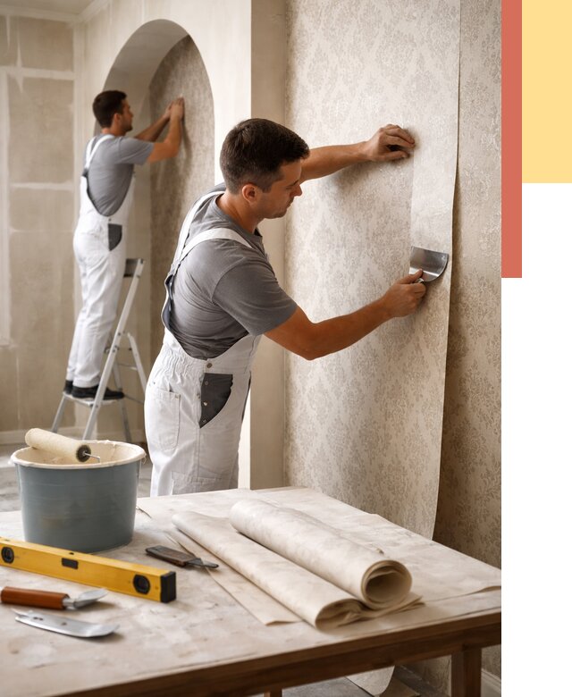 Поклейка обоев на сложные стены в Александрове от 2999 руб. под ключ | ОТДЕЛОЧНИК-Лкн