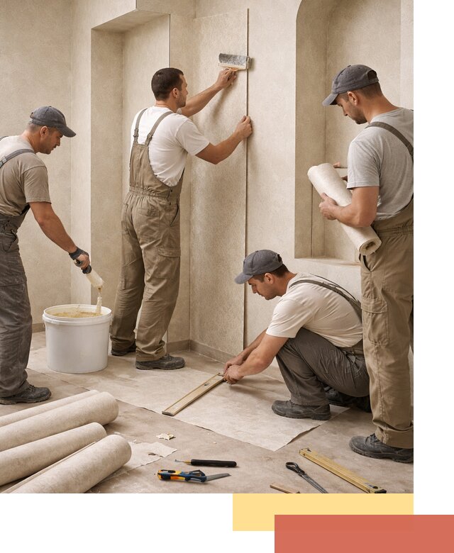 Поклейка обоев на сложные стены и неровные поверхности в Александрове