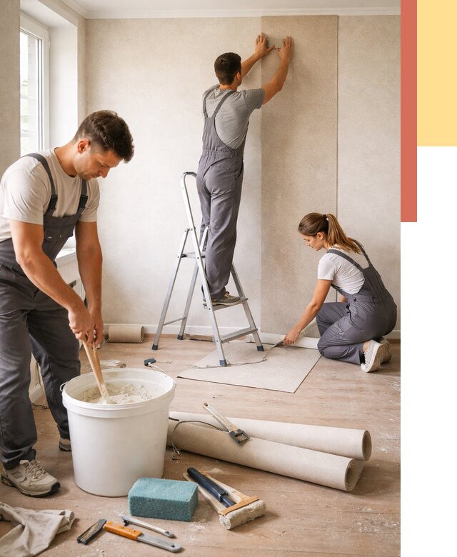 Оклейка стен обоями в Александрове от 3749 руб/м2 — быстро и недорого | ОТДЕЛОЧНИК-Лкн