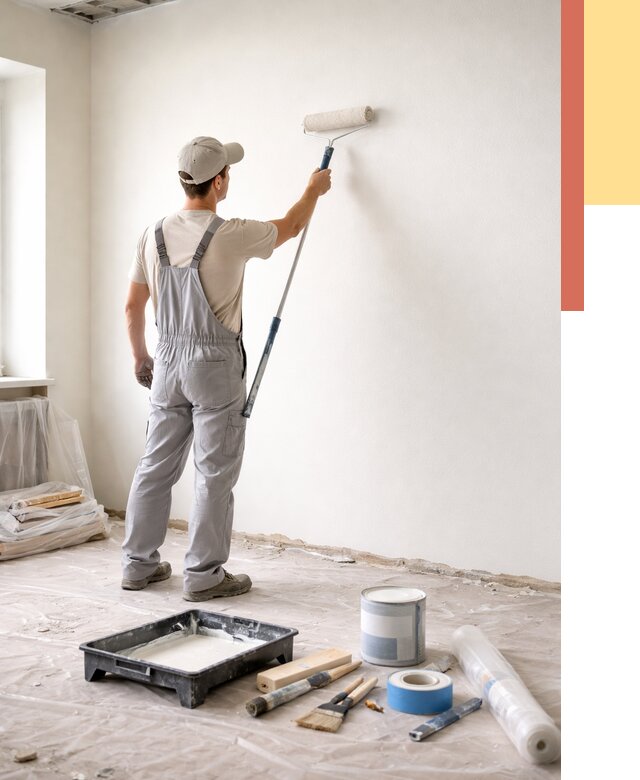 Покраска стен водоэмульсионной краской в Александрове от 482 руб. за м² | ОТДЕЛОЧНИК-Лкн