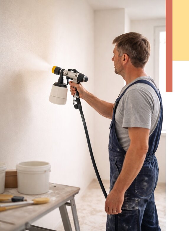 Покраска стен краскопультом в Александрове от 8033 руб. — механизированная покраска | ОТДЕЛОЧНИК-Лкн