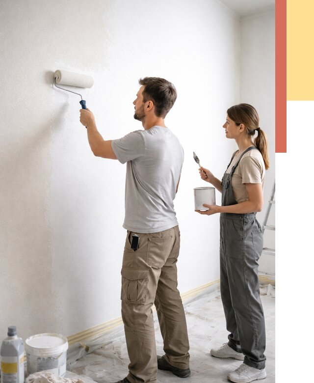 Окраска стен по стеклохолсту в Александрове от 4820 руб/м² под ключ | ОТДЕЛОЧНИК-Лкн