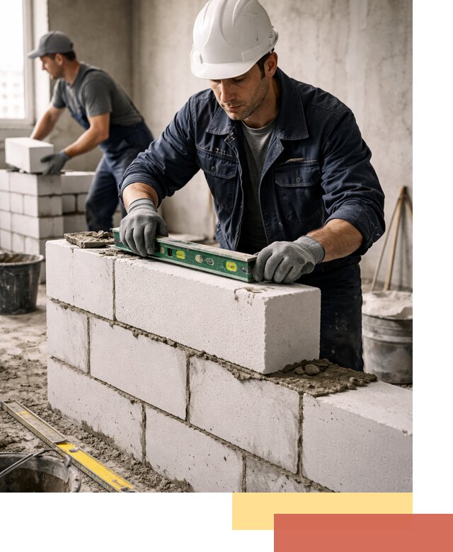 Кладка перегородок из пеноблока под ключ в Александрове