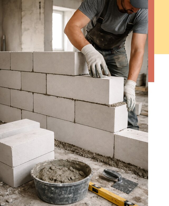 Кладка перегородок из силикатного блока в Александрове от 4284 руб. под ключ | ОТДЕЛОЧНИК-Лкн