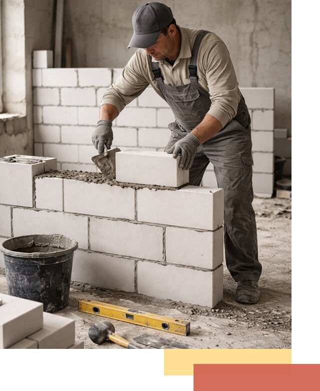 Кладка перегородок из силикатного блока в Александрове