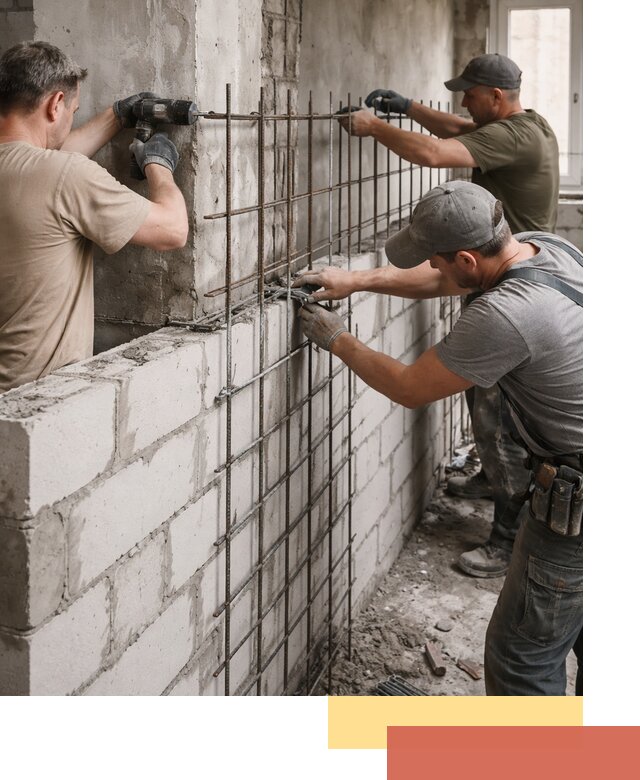 Армирование кладки перегородок в Александрове профессионально и надёжно