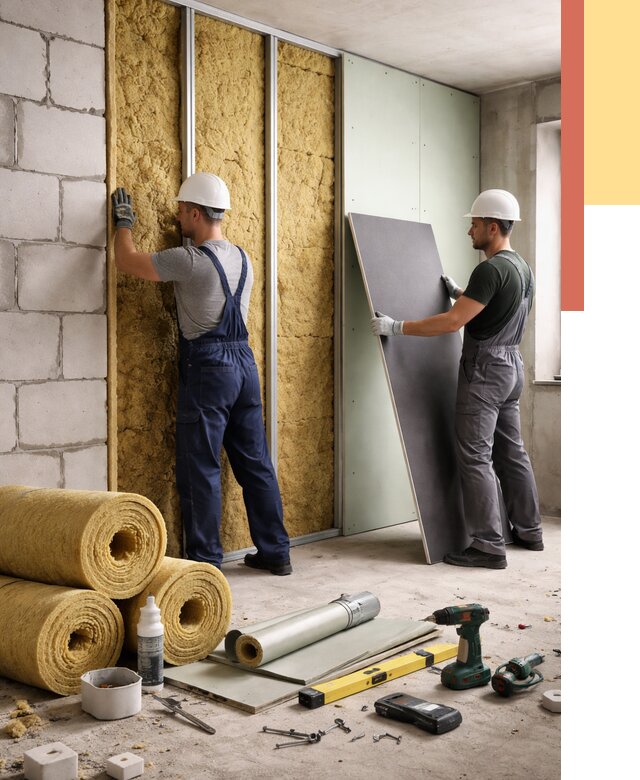 Шумоизоляция перегородок из блоков в Александрове от 1982 руб./м² — быстро и недорого | ОТДЕЛОЧНИК-Лкн