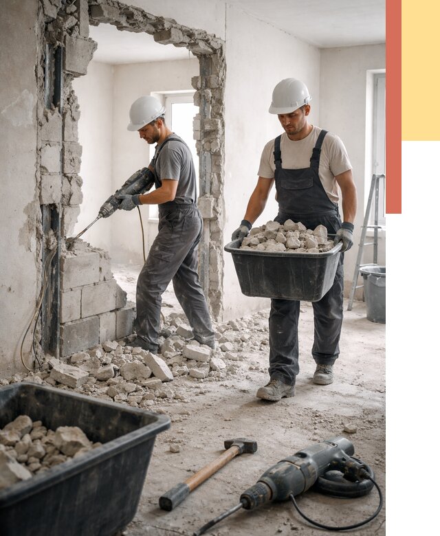 Демонтаж блоковых перегородок в Александрове от 4017 руб. — быстро и недорого | ОТДЕЛОЧНИК-Лкн