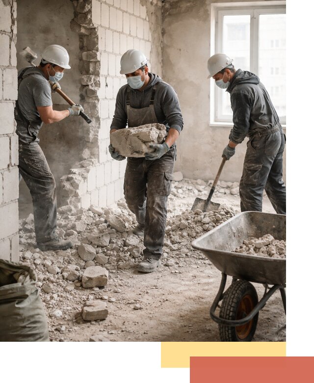 Демонтаж блочных перегородок в Александрове быстро и аккуратно