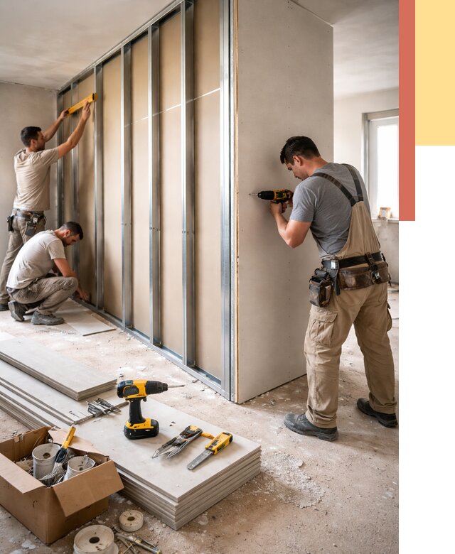 Монтаж однослойной перегородки из гипсокартона в Александрове от 696 руб. | ОТДЕЛОЧНИК-Лкн