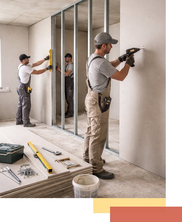 Однослойная перегородка из гипсокартона в Александрове под ключ, монтаж и отделка