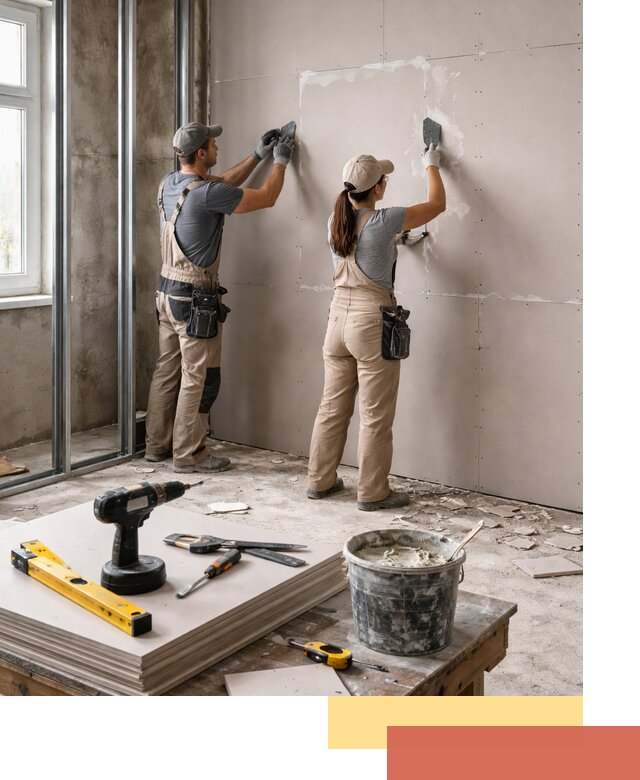 Монтаж двухслойной перегородки из гипсокартона в Александрове