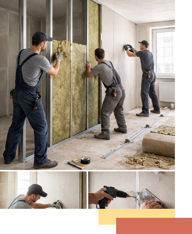 Перегородка из гипсокартона с шумоизоляцией в Александрове — монтаж под ключ