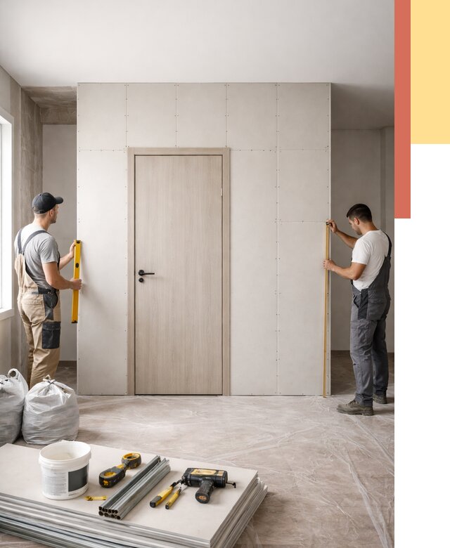 Перегородка из гипсокартона с дверью в Александрове от 4820 руб. под ключ | ОТДЕЛОЧНИК-Лкн