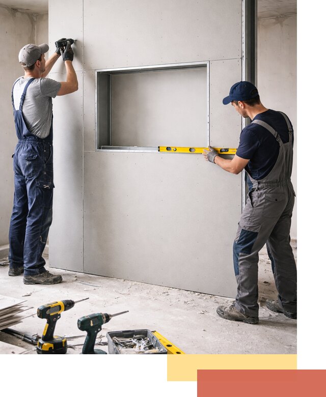 Перегородка из гипсокартона с нишей под декор в Александрове