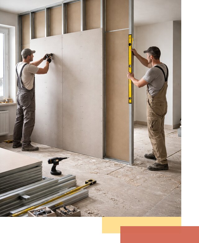 Зонирующая перегородка из гипсокартона под ключ в Александрове