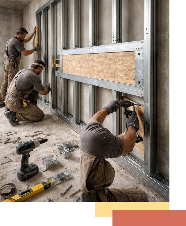 Усиленная перегородка для крепления тяжёлых конструкций в Александрове