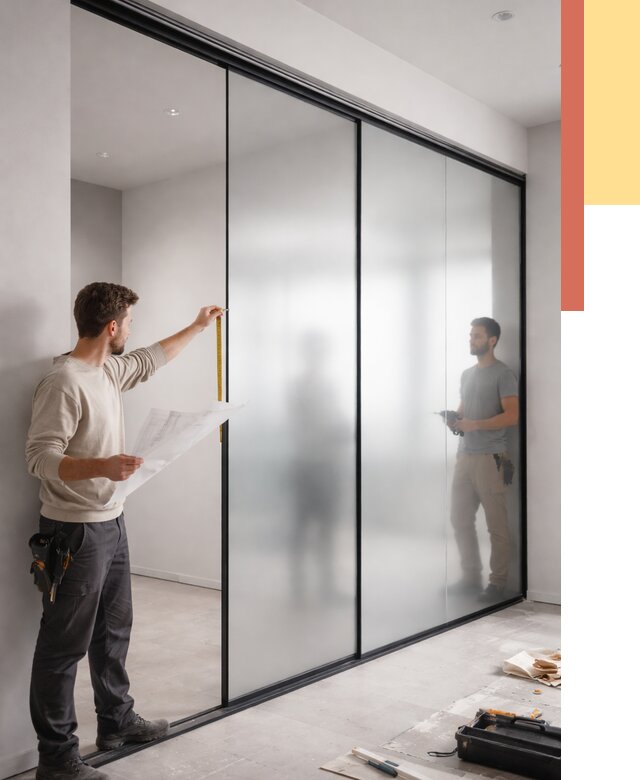 Матовые стеклянные перегородки в Александрове от 9104 руб. — монтаж и установка | ОТДЕЛОЧНИК-Лкн