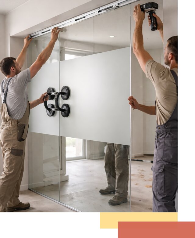 Матовые стеклянные перегородки под ключ в Александрове