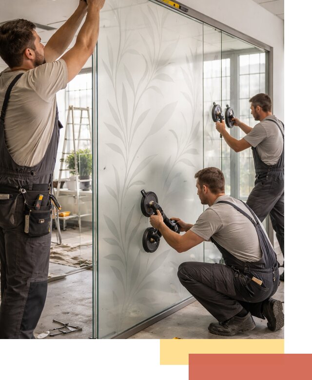 Стеклянные перегородки с рисунком на заказ в Александрове