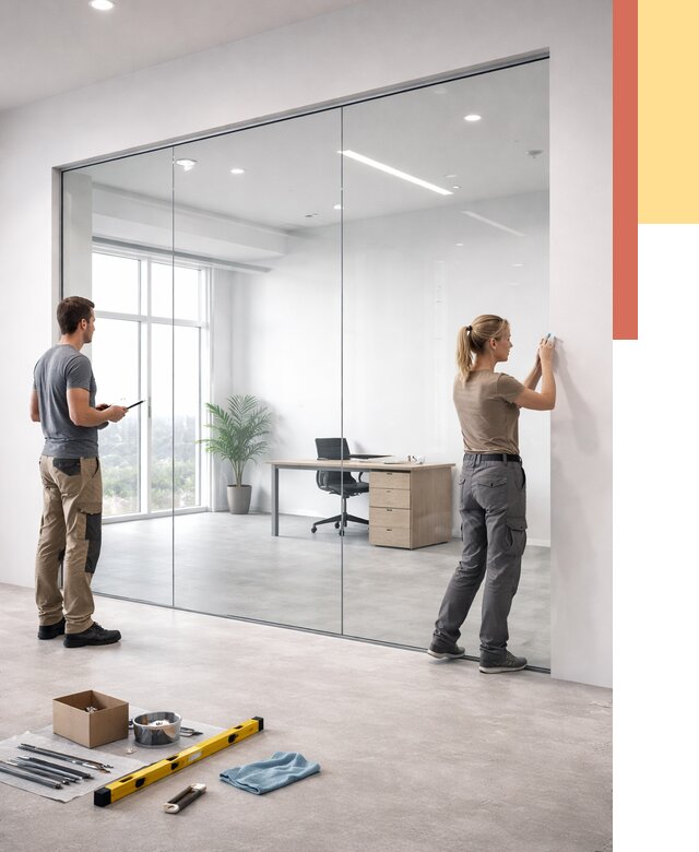 Перегородки из закаленного стекла в Александрове от 10175 руб. под ключ | ОТДЕЛОЧНИК-Лкн