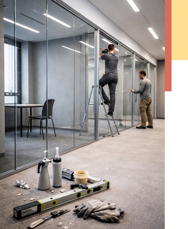 Стеклянные офисные перегородки в Александрове от 9104 руб. — монтаж и установка | ОТДЕЛОЧНИК-Лкн