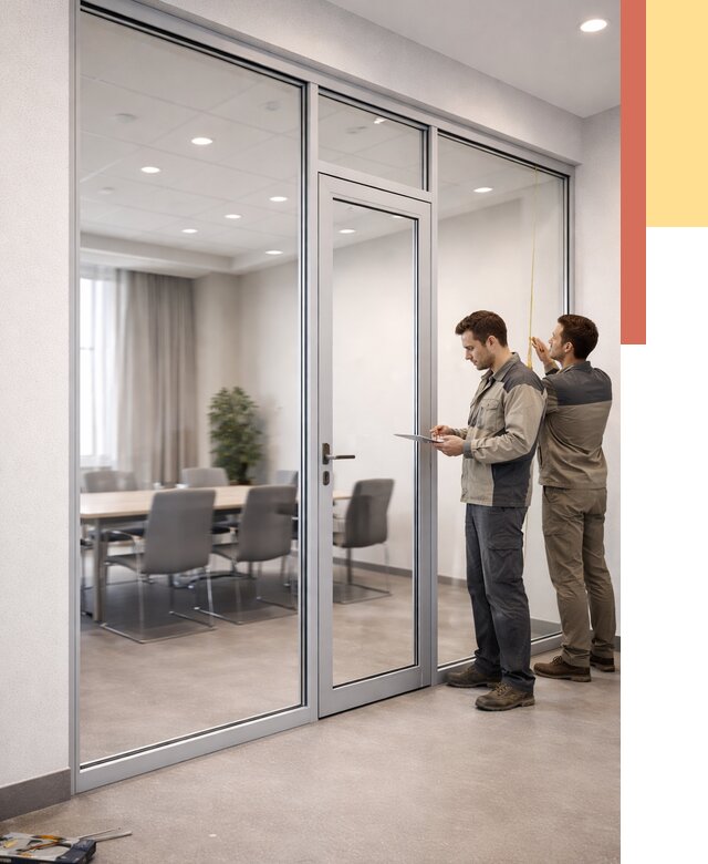 Установка и монтаж алюминиевых перегородок со стеклом в Александрове от 8783 руб. | ОТДЕЛОЧНИК-Лкн