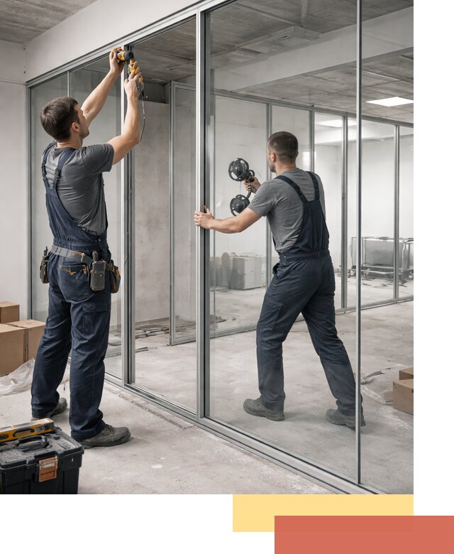 Алюминиевые перегородки со стеклом в Александрове — изготовление и монтаж