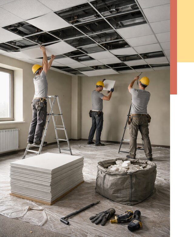 Демонтаж потолка Армстронг в Александрове от 4820 руб. быстро и недорого | ОТДЕЛОЧНИК-Лкн