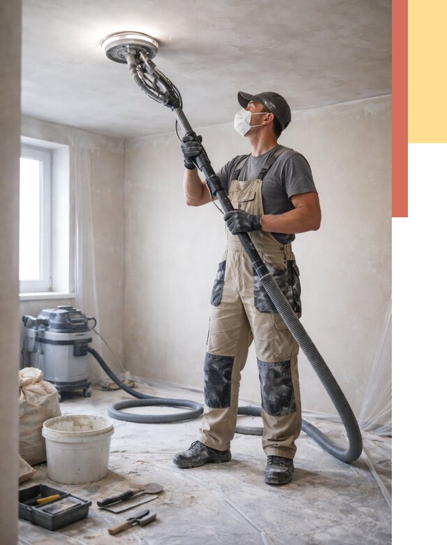 Шлифовка потолка в Александрове от 3749 руб. — услуги шлифования потолка | ОТДЕЛОЧНИК-Лкн