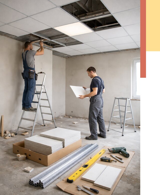 Монтаж потолка армстронг в Александрове от 4820 руб/м2 — быстрая установка под ключ | ОТДЕЛОЧНИК-Лкн