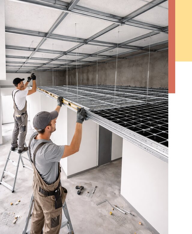 Монтаж потолка грильято в Александрове от 482 руб./м² — быстрая сборка под ключ | ОТДЕЛОЧНИК-Лкн