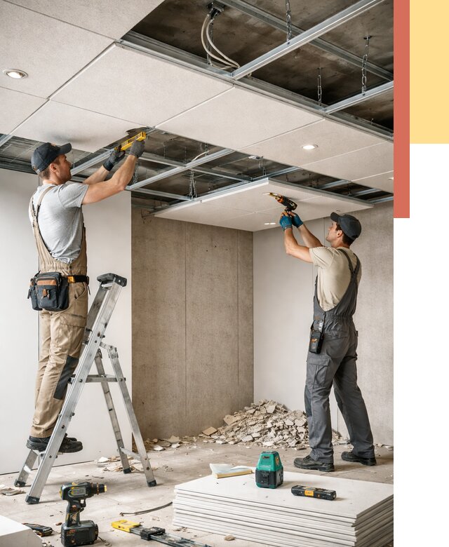 Монтаж акустического потолка в Александрове от 6962 руб/м2 — быстро и недорого | ОТДЕЛОЧНИК-Лкн