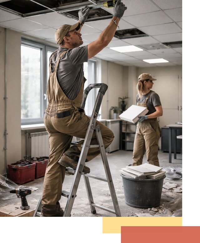 Ремонт потолка Армстронг и замена плит в Александрове