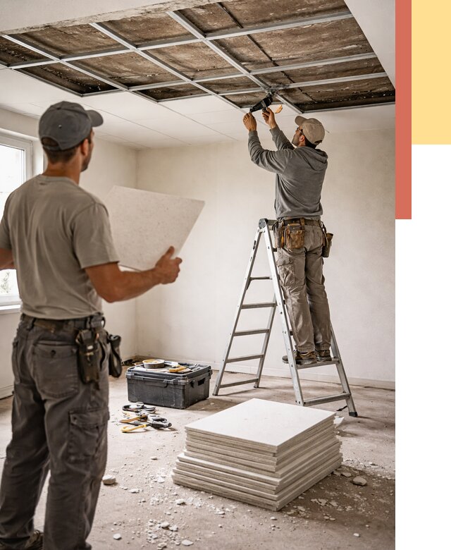 Замена плит подвесного потолка в Александрове от 1874 руб. быстро и недорого | ОТДЕЛОЧНИК-Лкн