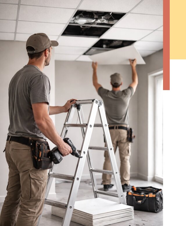 Обслуживание подвесного потолка в Александрове от 3749 руб. — быстро и недорого | ОТДЕЛОЧНИК-Лкн