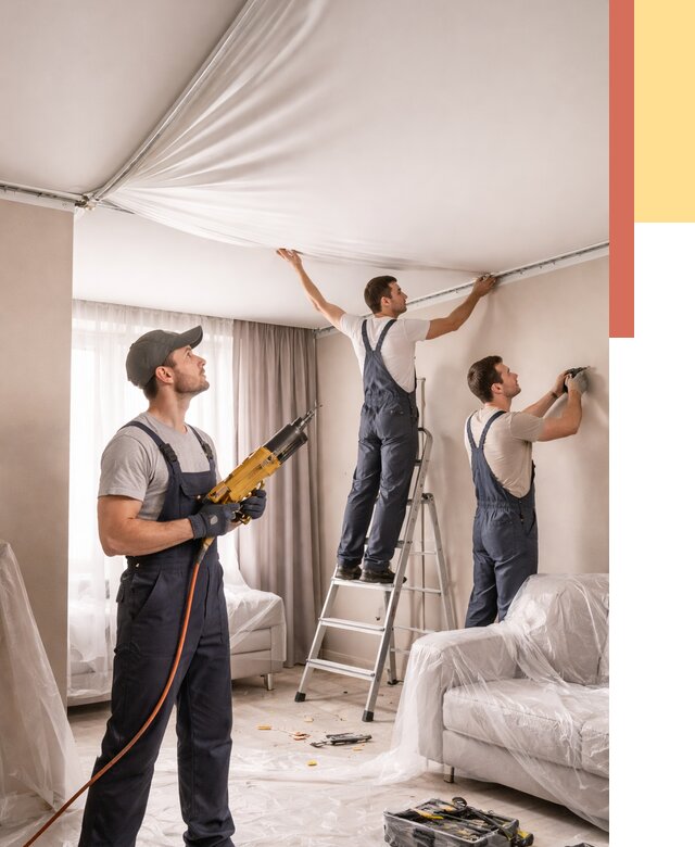 Установка натяжного потолка в Александрове от 4820 руб. | Быстро и недорого — ОТДЕЛОЧНИК-Лкн