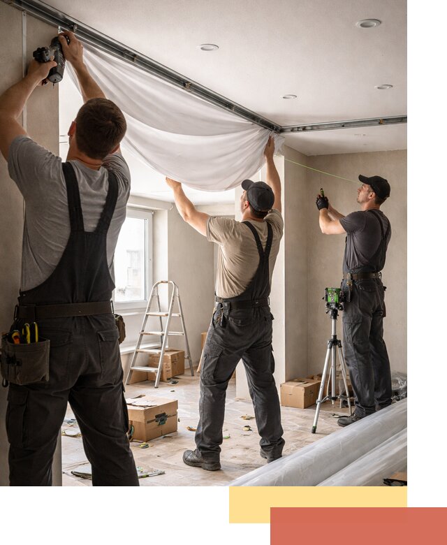 Монтаж парящего натяжного потолка под ключ в Александрове